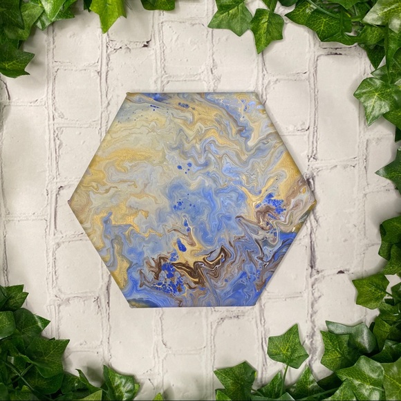 Original Poured Painting OOAK Pastel Blue Wall Art - Picture 5 of 6